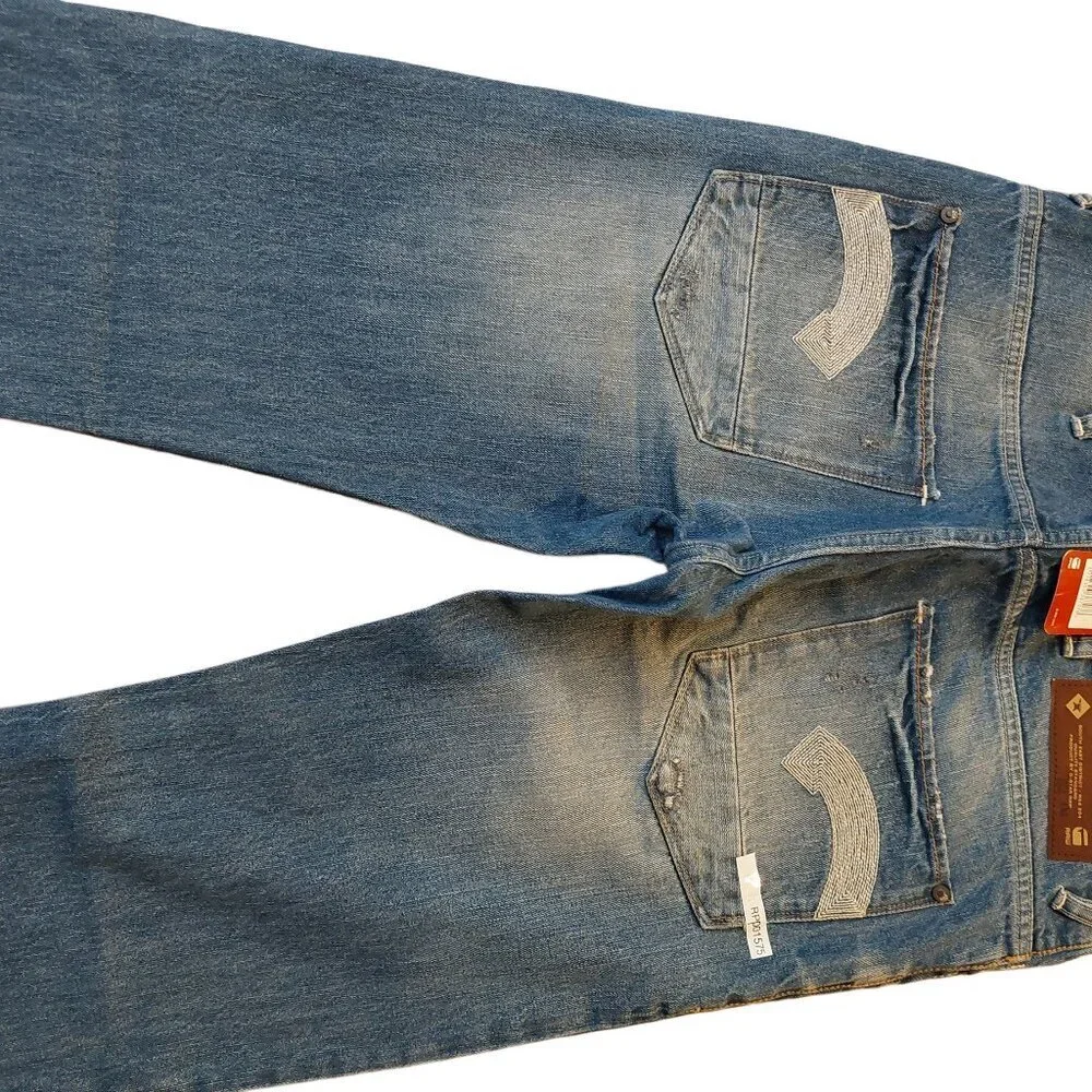 G-Star Raw GS01 Heller Straight Button Fly Blue Wheel Denim Jeans Sz 31 x 34 NWT